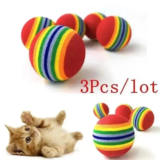 Pet Rainbow Ball Cat Foam Toy Cotton Dog Molar Colorful Supplies Toys Peaceful Pleasures Health and Wellness