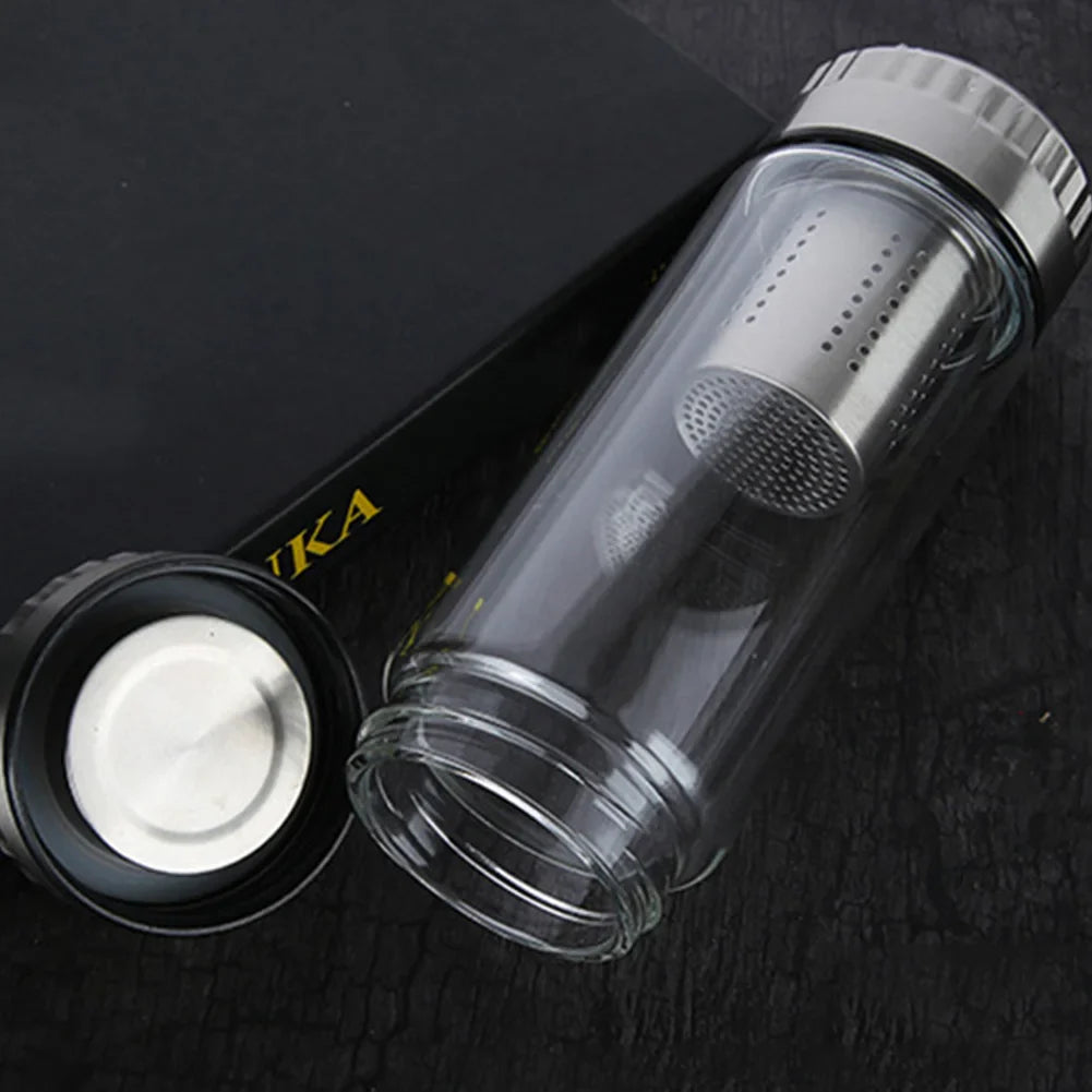 Double Wall Glass Tea Bottle with Filter – 320ml & 420ml