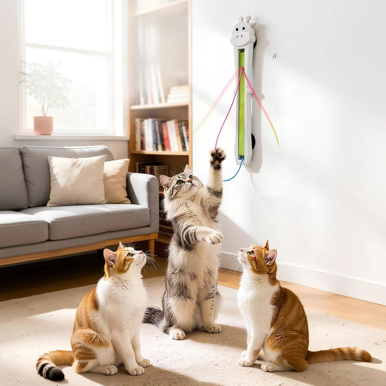 Electric Cat Teaser Wall-Mount Interactive Automatic Moving Pet Games Cat Teaser Toy for Home Indoor Outdoor Floor Play Training Peaceful Pleasures Health and Wellness