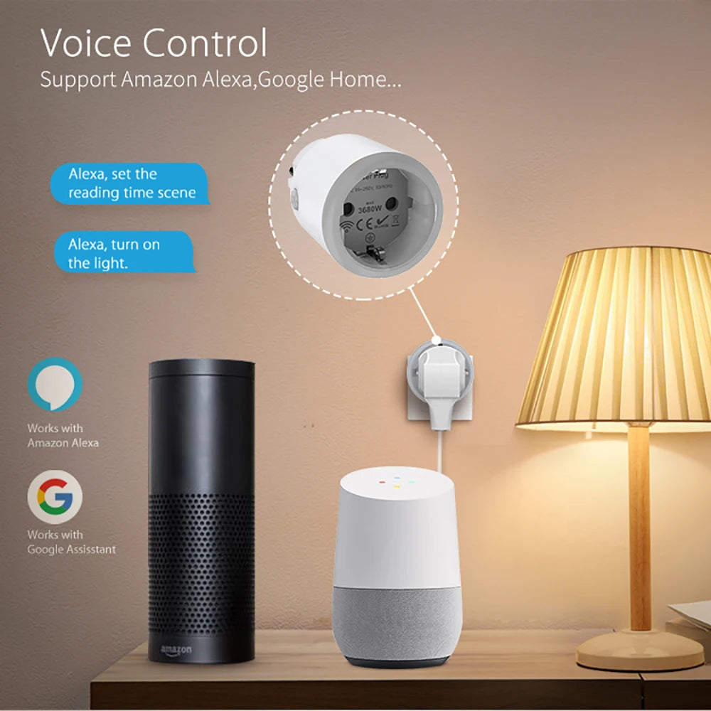 TUYA Smart Plug Matter Wi-Fi Socket 16A Smart Timer Outlet Power Monitor Support Homekit Work With Google Home Alexa Peaceful Pleasures Health and Wellness