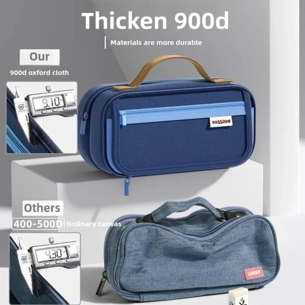 Retro 9 Layers Pencil Case Portable Large Capacity Pen Bag Wear-resistant Dirt-proof Pencil Pouch Student Peaceful Pleasures Health and Wellness