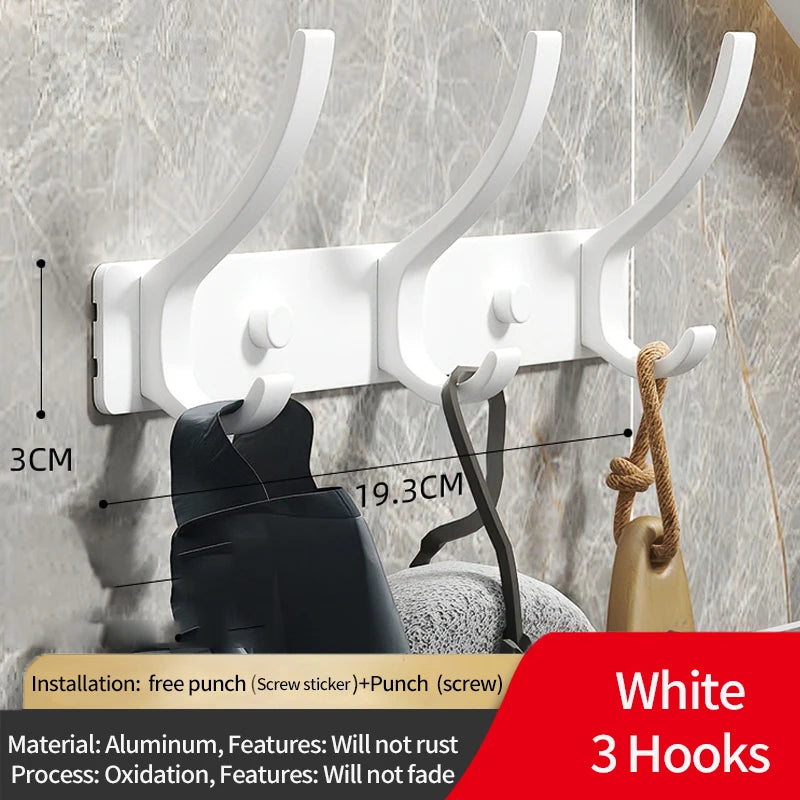 Folding Aluminum Robe & Towel Wall Hooks | 6-Pack Black White