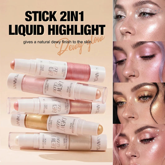 2-in-1 Contour Stick & Liquid Highlighter | Dual-Ended Face Sculptor Contour Highlighter Stick Peaceful Pleasures Health and Wellness