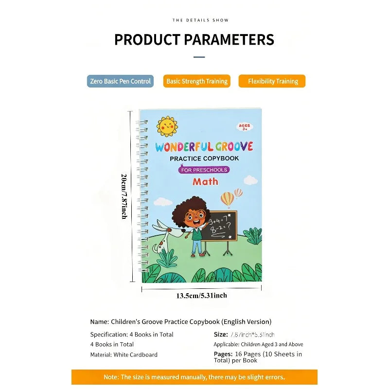Reusable Slot Handwriting Practice Book Kids Ages 3-8 Etters Numbers