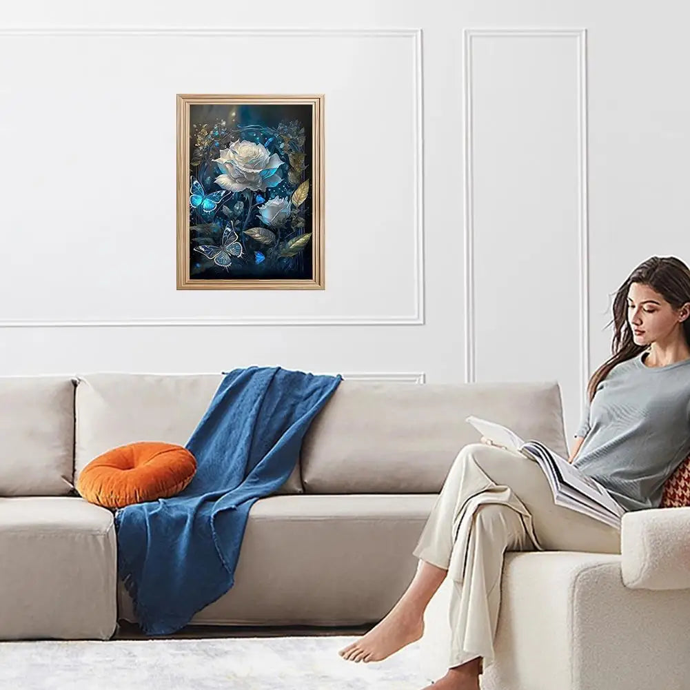 30x40cm Rose Flower Diamond Painting Full round Square Diamond Living Room Bedroom Decorative Artwork DIY Kit Peaceful Pleasures Health and Wellness