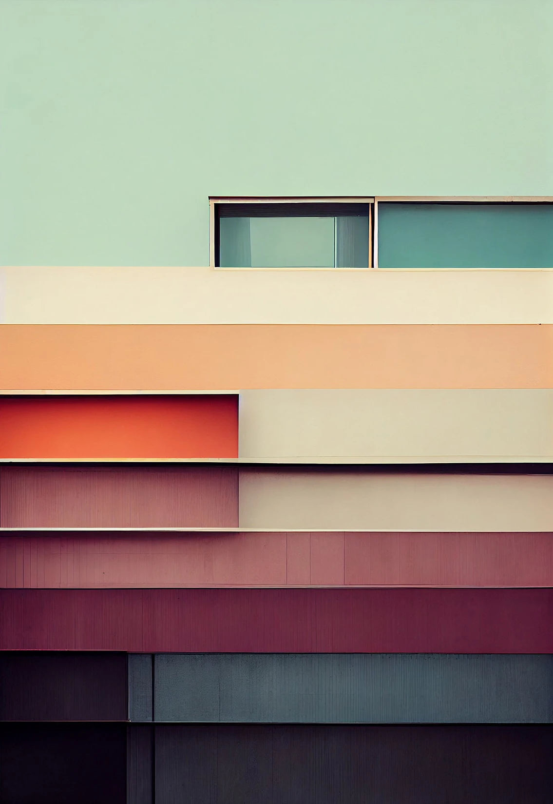 Fallingwater Bauhaus Architecture Abstract Canvas Wall Art Print