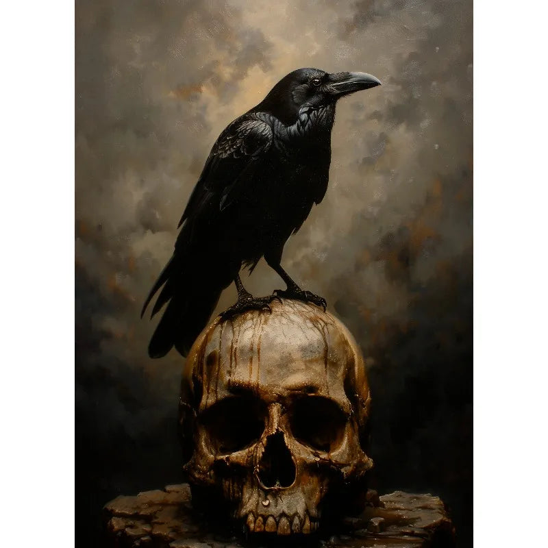 Dark Academia Antique Gothic Castle Wildflowers and Books Crow Owl Animal Poster Canvas Painting Wall Art Pictures Home Decor Peaceful Pleasures Health and Wellness 9 50x70cm Unframed