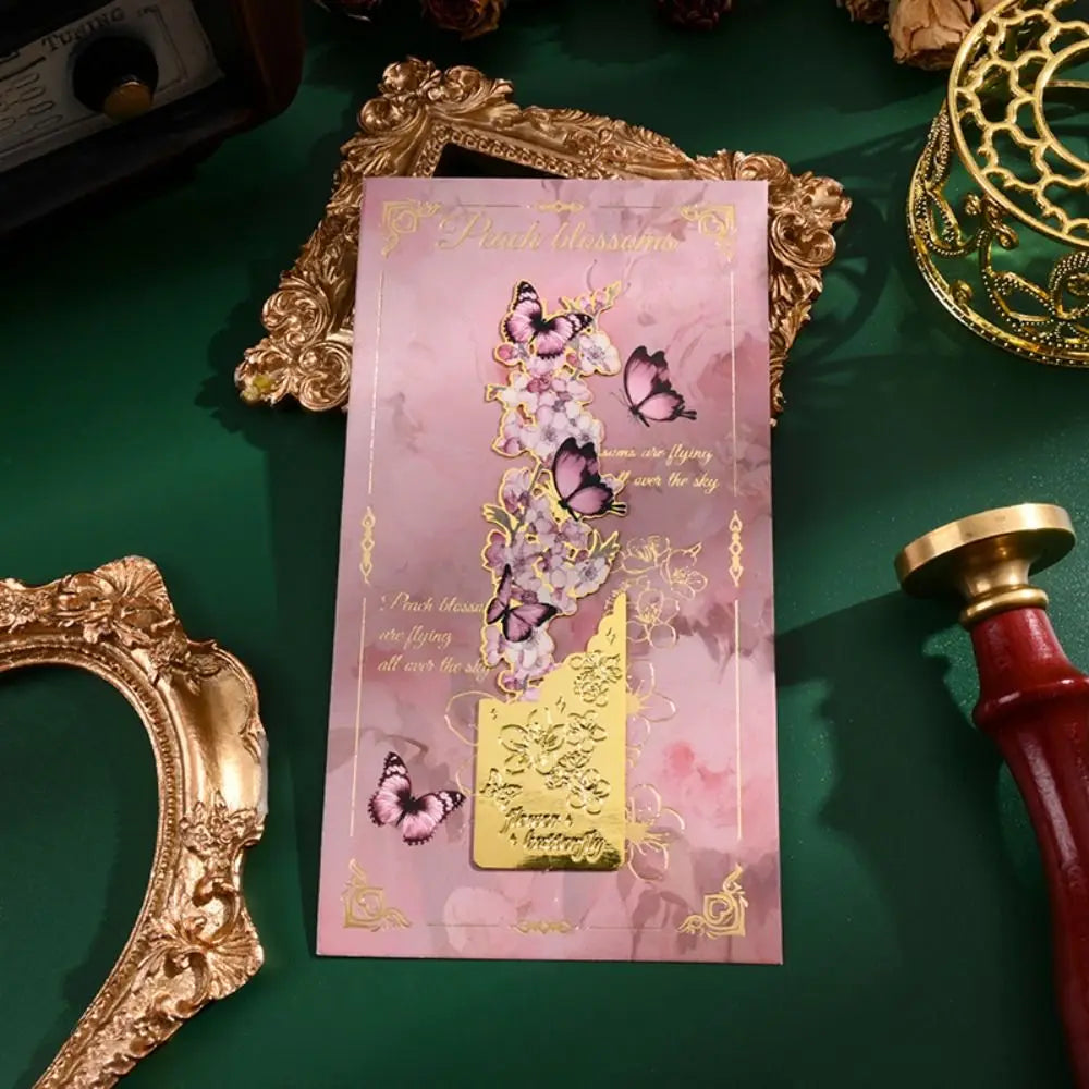 2Pcs Golden Hollow Butterfly Bookmark Bronzing Painting Vintage Design Reading Bookmark Exquisite Craft Tassel Pendant Peaceful Pleasures Health and Wellness