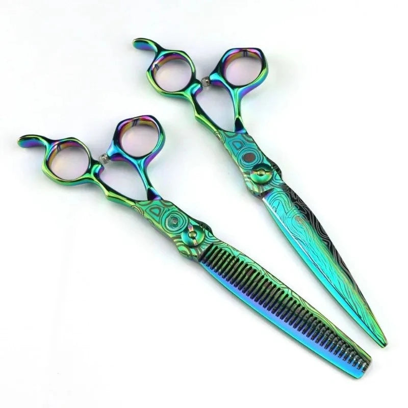 Professional Green JP440c Steel 7 '' Damask Pattern Hair Scissors Haircut Thinning Barber Cutting Shears Hairdresser Scissors Peaceful Pleasures Health and Wellness 7.0 2 pcs set