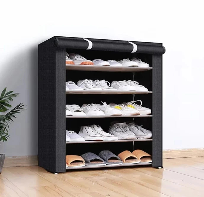 6/8/10 Layers Shoe Rack Organizer Dustproof Shoe Cabinet Multilayer Nonwoven Home Furniture Space-saving Cabinets Shoes Shelf Peaceful Pleasures Health and Wellness 6Layers Black Color