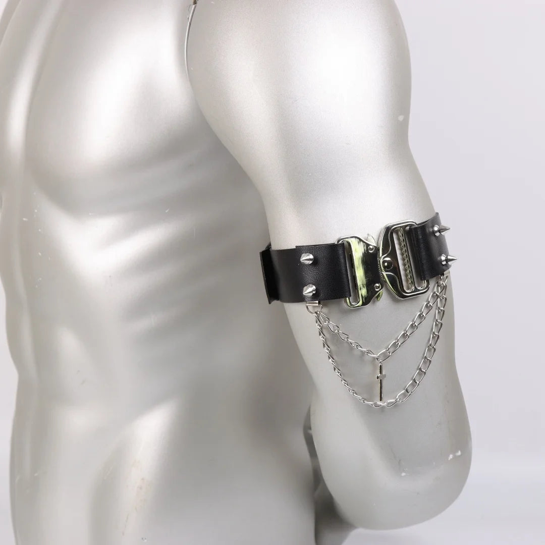 Men's Hip Hop Belt Gothic Faux Leather Arm Cuff Decorative Tassels