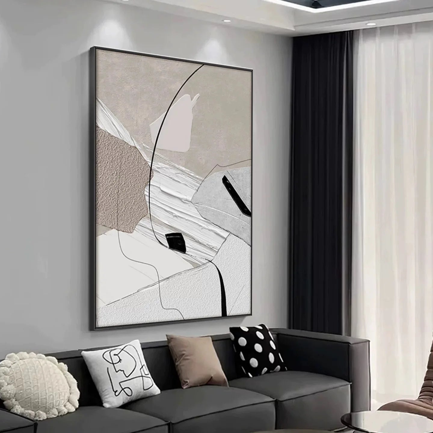Abstract Canvas Oil Painting, 100% Hand Painted, Beige , Foyer Decoration, Modern and Minimalist Living Room Art Peaceful Pleasures Health and Wellness