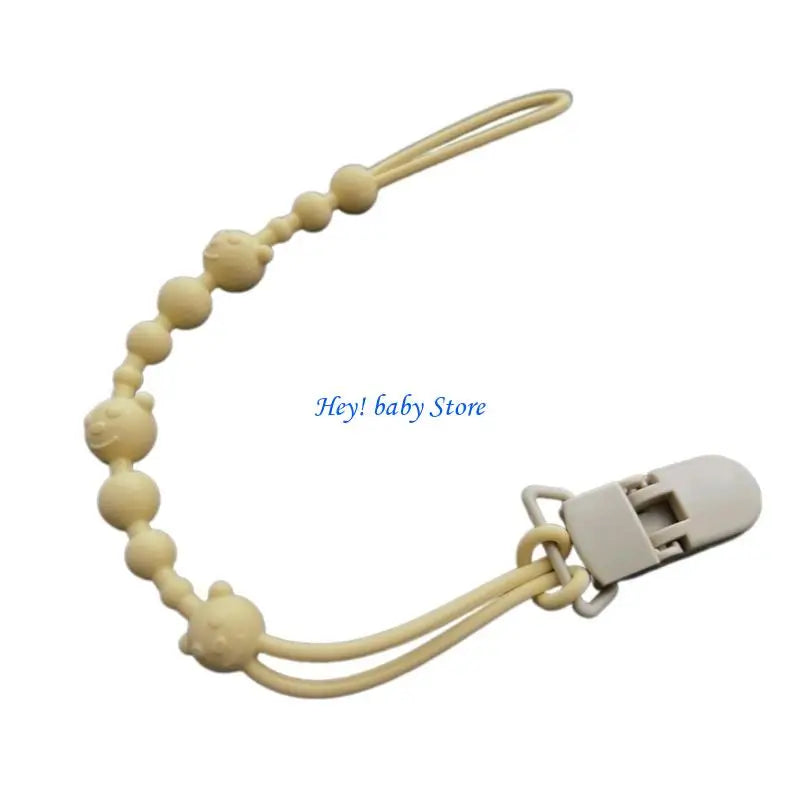 Bear Pattern Silicone Baby Pacifier Clip Chain | Safe Soother