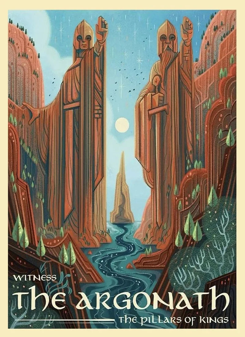 Lord of the Rings Middle-Earth Vintage Canvas Wall Art Print