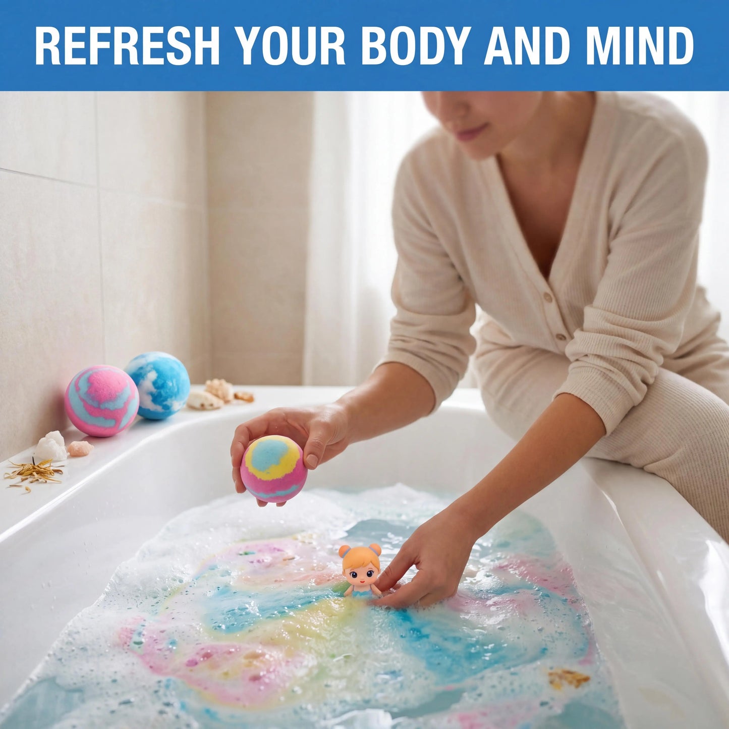 Kids Bath Bombs Set With Surprise Toys Handmade Colorful Bubble Bath Balls Relaxing Funny Perfect Birthday Spa Gift For Children Peaceful Pleasures Health and Wellness