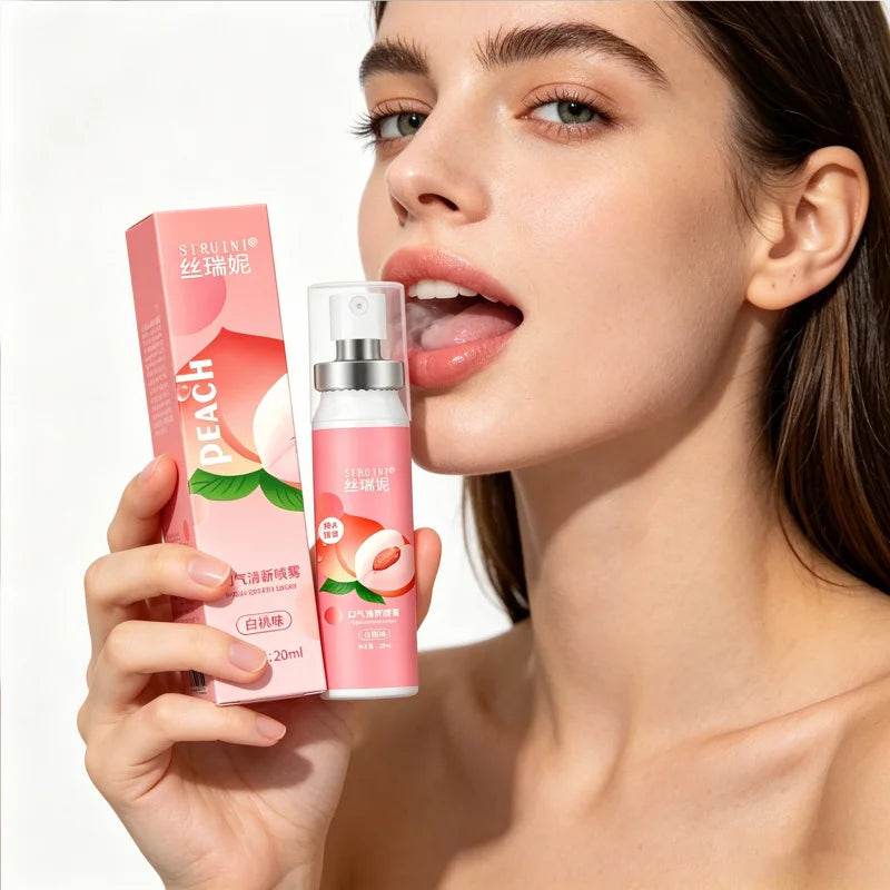 2pcs 20ml White Peach Flavor Oral Spray Breath Refreshing Leave Perfume Fruity Peaceful Pleasures Health and Wellness