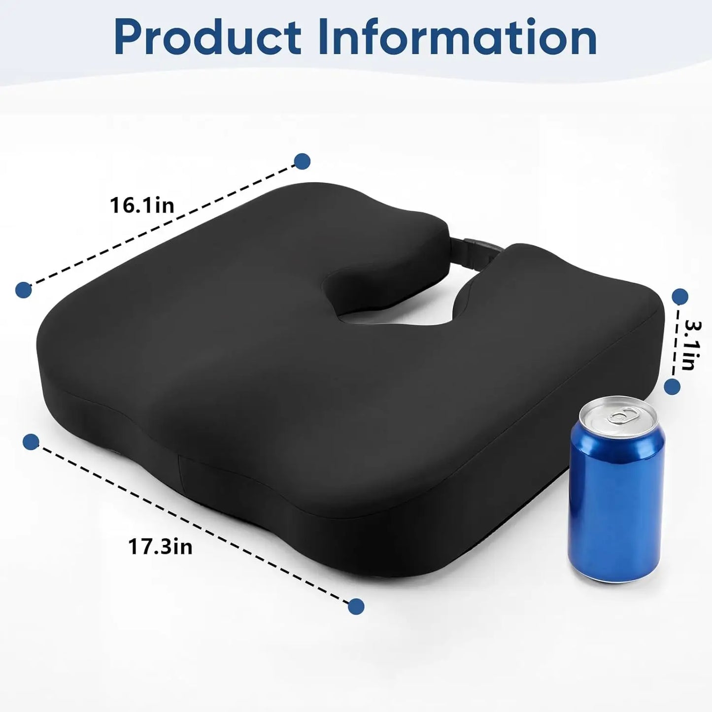 Ergonomic Wheelchair Cushion – T-Cutout for Sciatica & Pressure Relief Peaceful Pleasures Health and Wellness