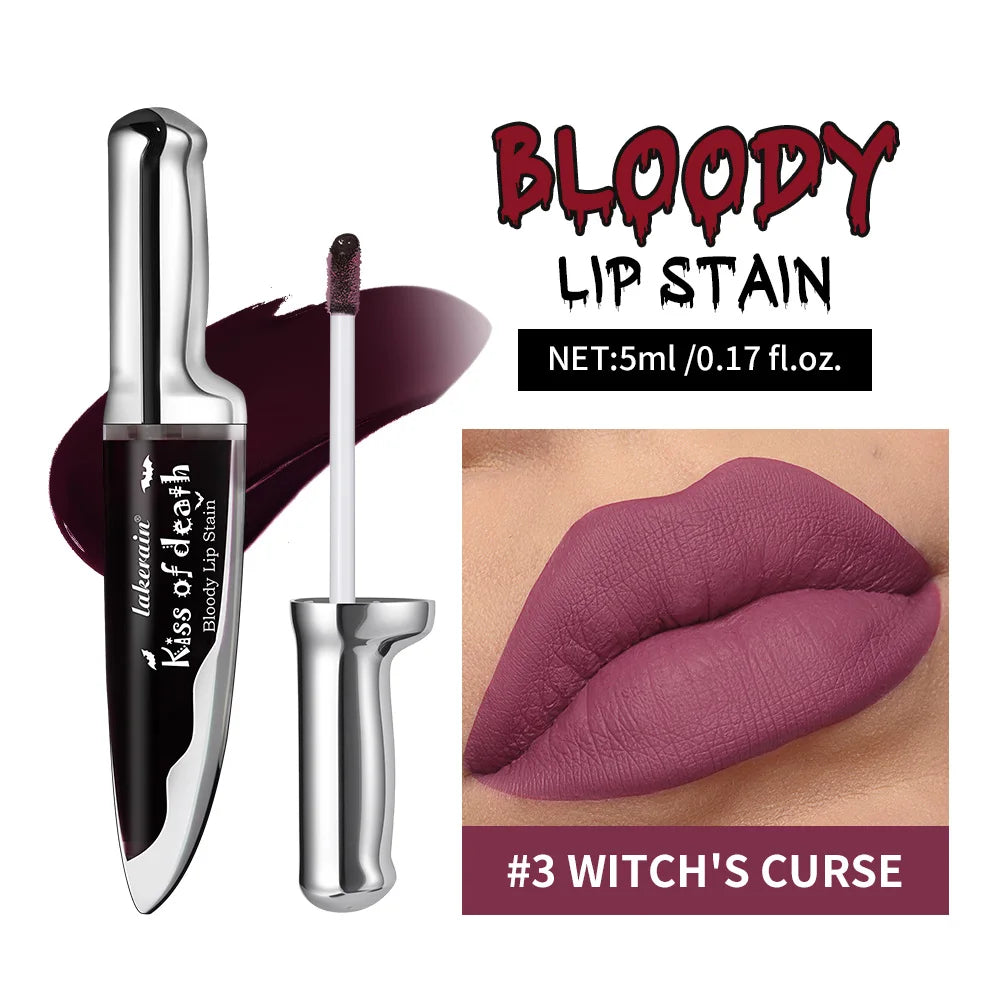 Lip Stain Kiss of Death Bloody Gothic Matte Long Lasting Waterproof Non Stick Color Darkens Over Time Vampire Makeup Peaceful Pleasures Health and Wellness 3WITCH CURSE