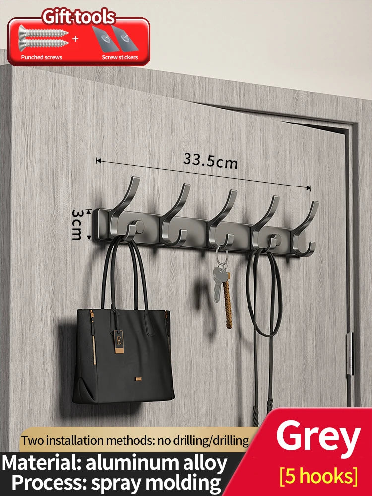 No-Drill Aluminum Wall Hook – Coat, Robe & Bag Hanger Organizer