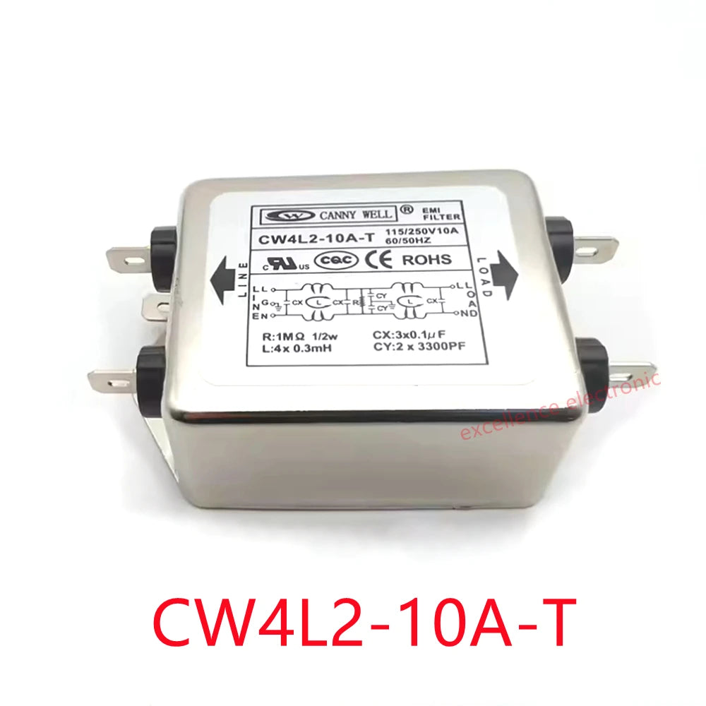 CW4L2-20A-T EMI Power Filter Single Phase CW4L2-10A -T CW4L2-6A -T AC 115V / 250V 20A 50/60Hz For Laser Machine for CANNY WELL Peaceful Pleasures Health and Wellness CW4L2-10A-T