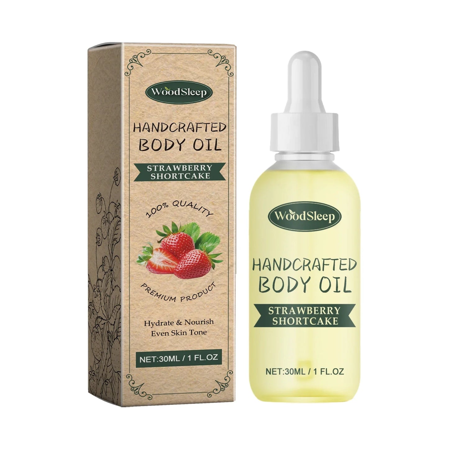 WOODSLEEP Strawberry Body Oil – Firm Skin & Even Skin Tone 30ml