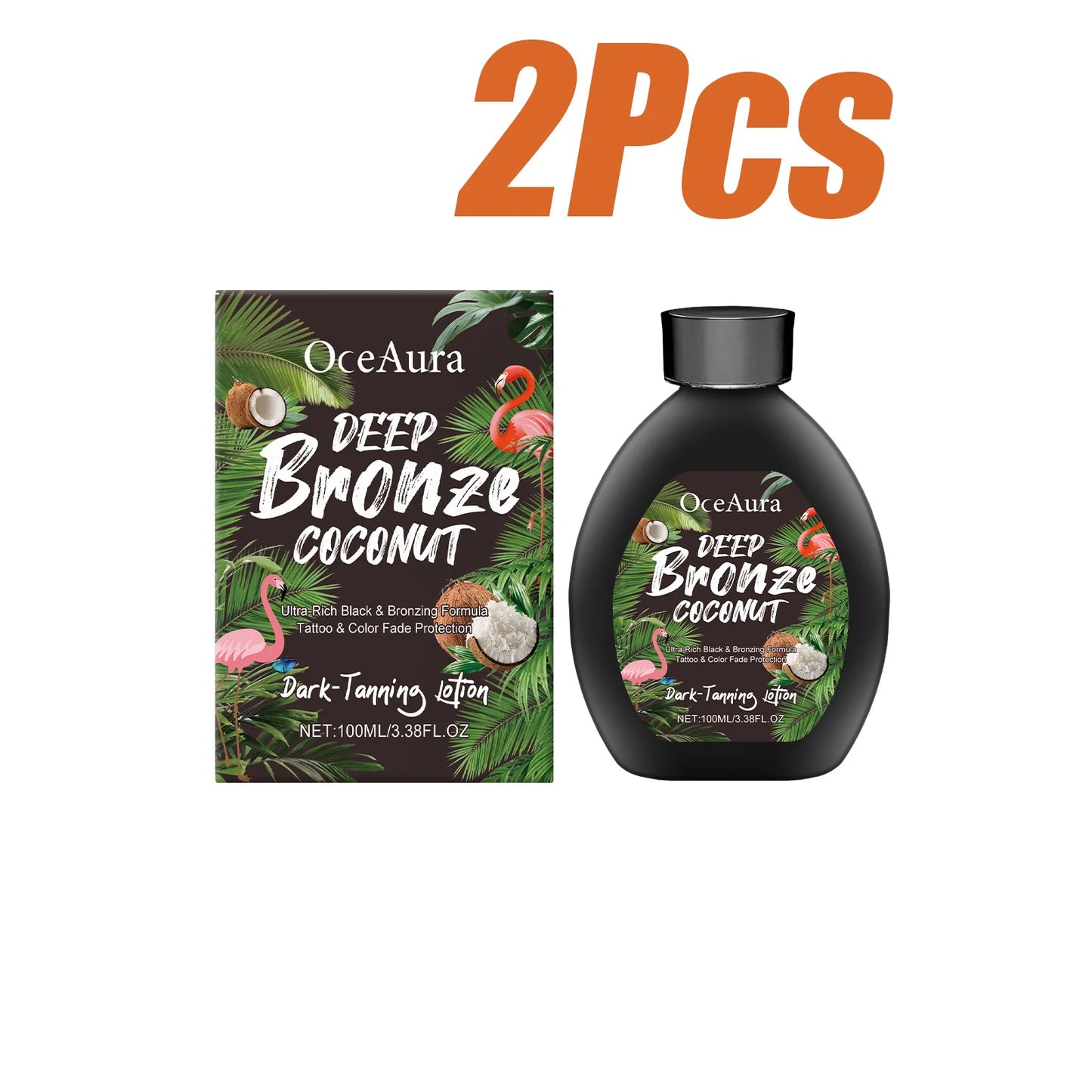 Coconut Oil Dark Tanning Lotion – Bronze Glow Accelerator Peaceful Pleasures Health and Wellness 2 x 100ml Boxed