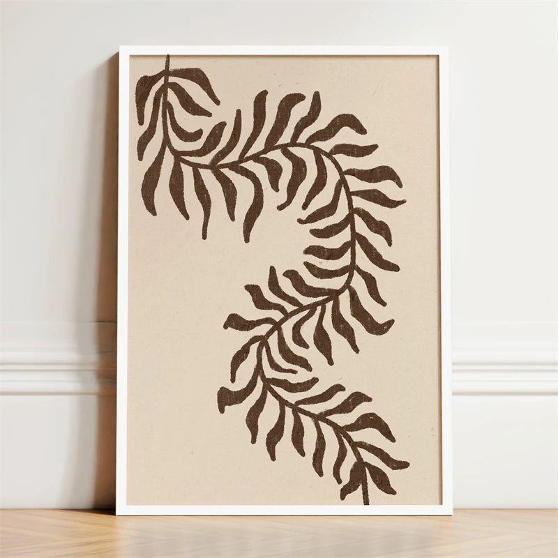 Black and Beige Dark Boho Flower Poster Abstract Mid Century Modern Botanical Canvas Painting Wall Art Picture for Home Decor Peaceful Pleasures Health and Wellness F0127-7 55x75cm