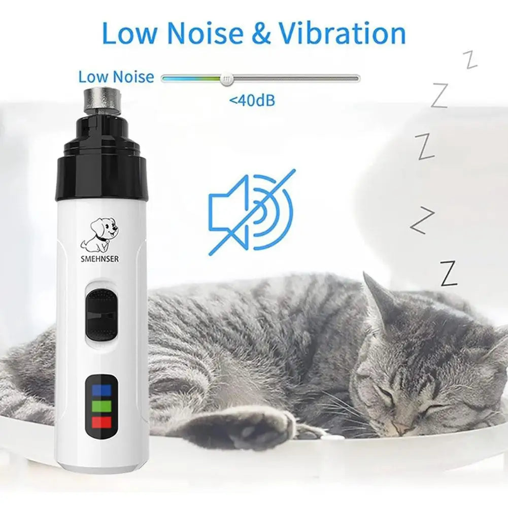 USB Rechargeable Dog Nail Grinder with LED | Quiet Pet Tool