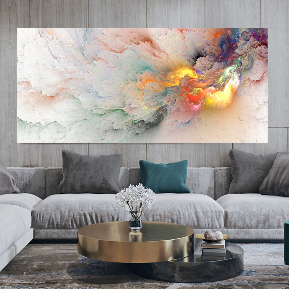 Grey Yellow Cloud Abstract Art Oil Painting Posters And Prints on Canvas Modern Art Independe Wall Picture For Living Room Decor Peaceful Pleasures Health and Wellness QP10215-L 40x80cm No Frame