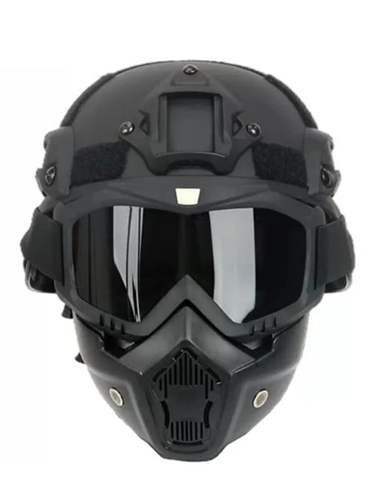 Tactical Full Face Helmet FAST ABS with Detachable Goggles & NVG Bracket Airsoft CS Protective Gear for Outdoor Activities Peaceful Pleasures Health and Wellness Default Title