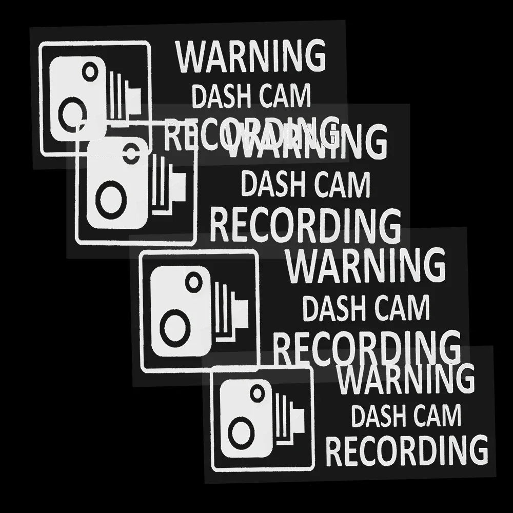 4X Small In Car Camera Recording Stickers Van Lorry Truck Taxi Bus Mini Cab Minicab Window Dashcam White on Clear Window Version Peaceful Pleasures Health and Wellness
