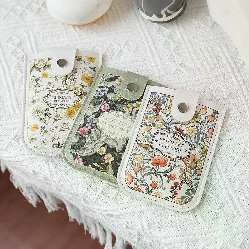 Slim Pull-Out Card Holder Wallet – 5 Slots, Floral Women
