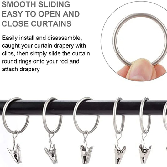 10-Pack Rustproof Metal Curtain Ring Clips & Split Hooks Curtain Ring Clips Oasis Select