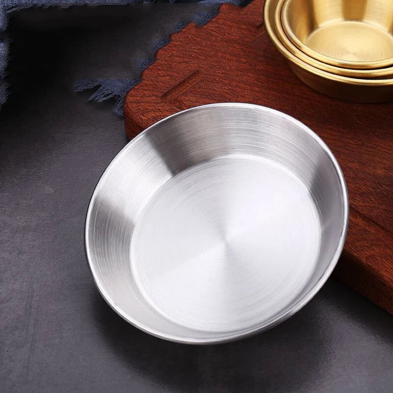 Set of 4 Golden Stainless Steel Sauce & Dipping Dishes – Condiment & Appetizer Plates