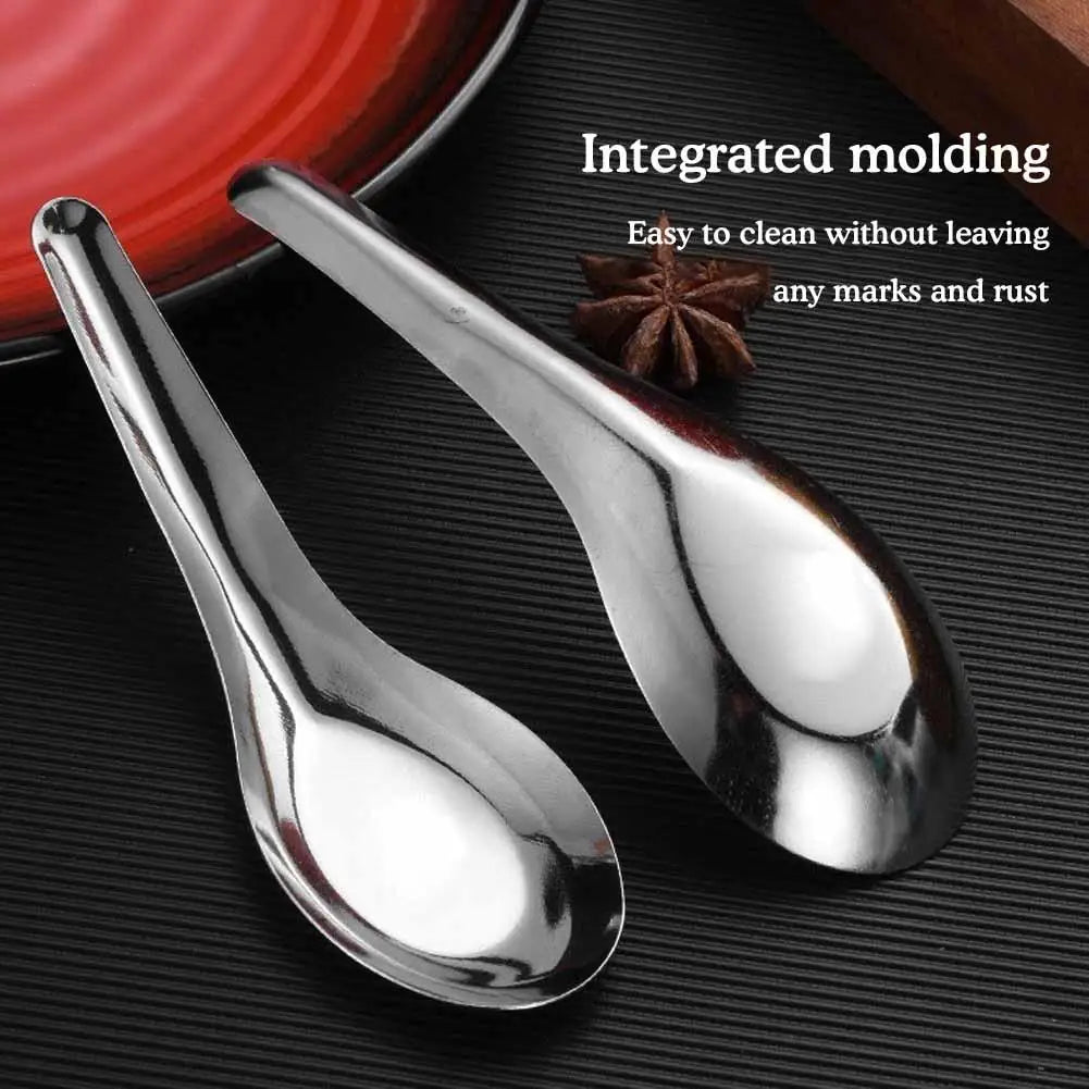 12pcs Large Polished Capacity Steel Spoon Set Peaceful Pleasures Health and Wellness