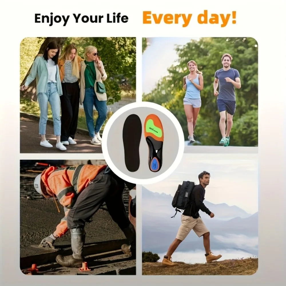 Unisex High Arch Support Sports Orthotic Insoles, PU Shock-Absorbing Shoe Inserts for Flat Feet Relieve Foot Pain & Fatigue Peaceful Pleasures Health and Wellness