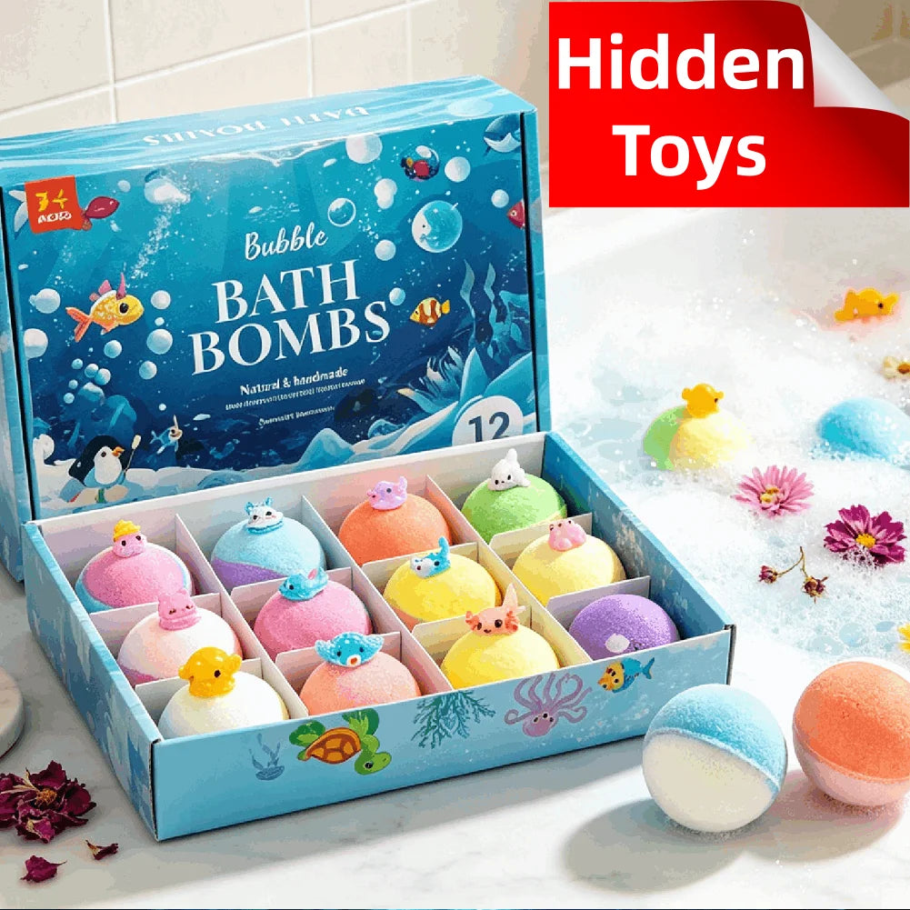 12-Piece Luxury Bath Bomb Set | Flowers, Essential Oils & Toys