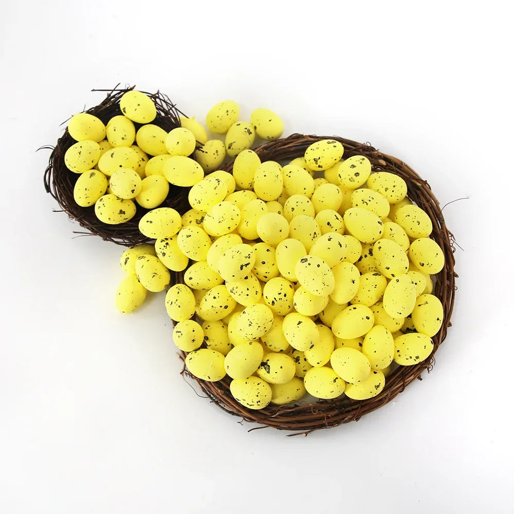 100Pcs Easter Eggs, You Can Make Your Own Mottled Foam Eggs and Egg Wreaths To Decorate The Easter Party 2025 Home Accessories Peaceful Pleasures Health and Wellness 1.8cm yellow