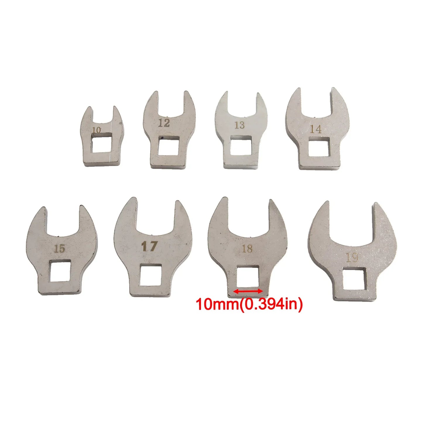 8-Piece 3/8" Drive Metric Crowfoot Wrench Set 10–19mm