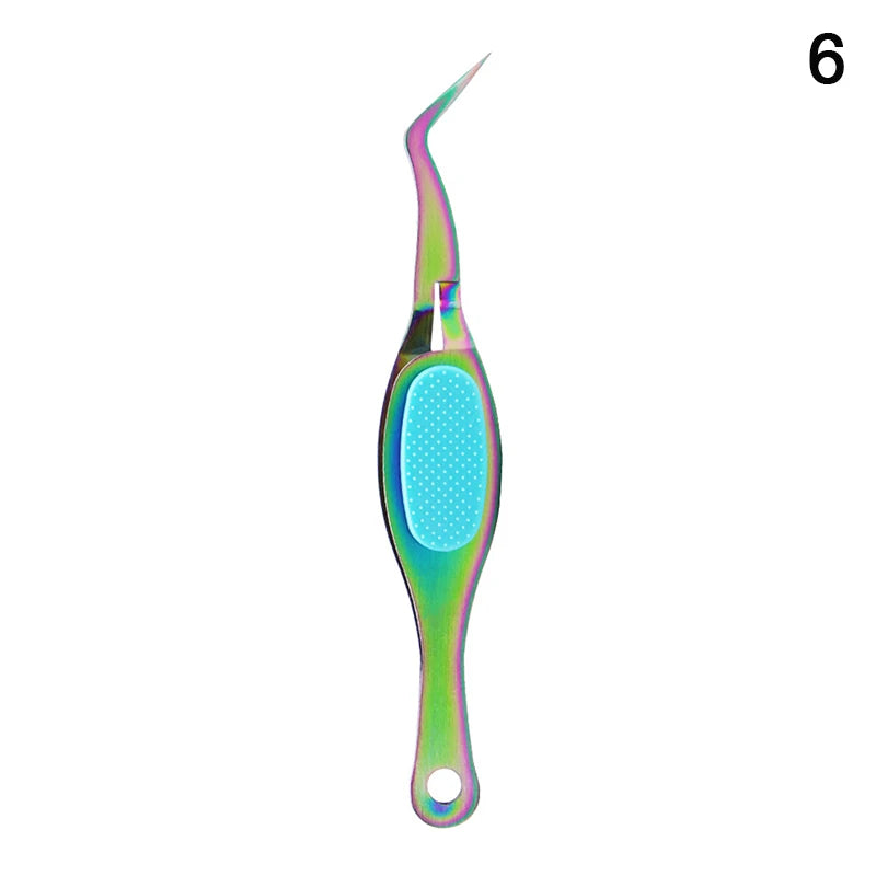 Reverse Tweezers Straight Curved Tweezer X-shaped Stainless Steel Multifunctional Eyelash Curler Extension Antislip Makeup Tool Peaceful Pleasures Health and Wellness 6