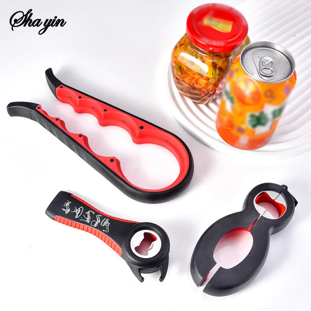 Multifunctional 6-in-1 Jar Opener And 4-in-1 Bottle Opener with Non-Slip Lids Gripper - Kitchen Tool for Easy Opening Peaceful Pleasures Health and Wellness