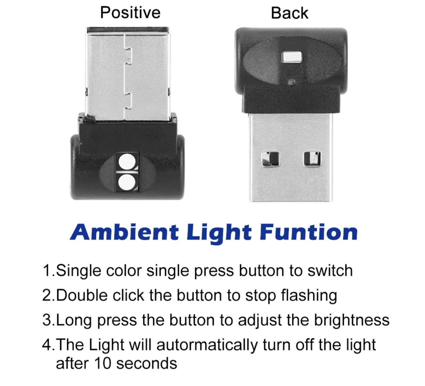 Mini USB LED Car Light Auto Interior Atmosphere Light Emergency Lighting Light rgb Auto Colorful Decorative Lamp Car Accessory Peaceful Pleasures Health and Wellness