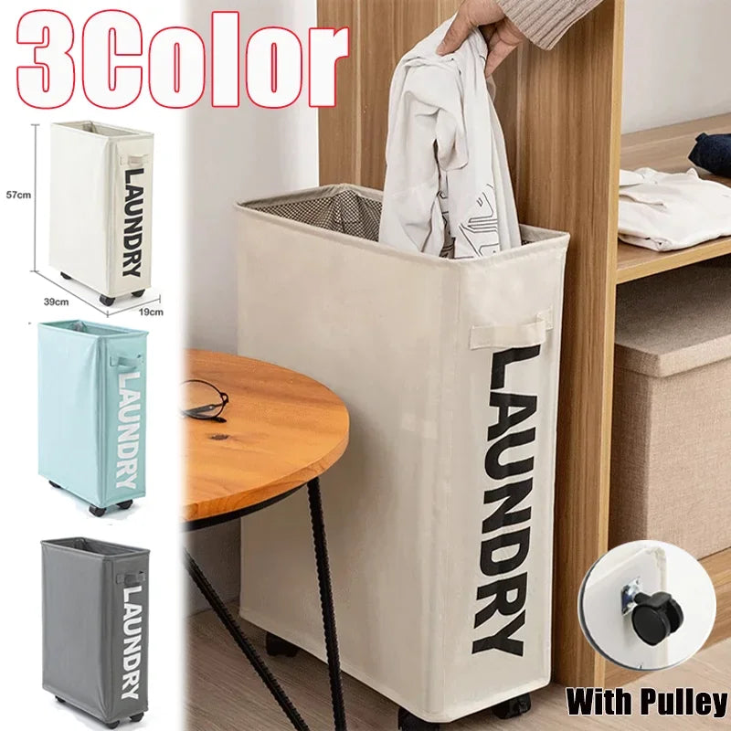 Foldable Laundry Basket with Wheels – Oxford Clothes Storage Box