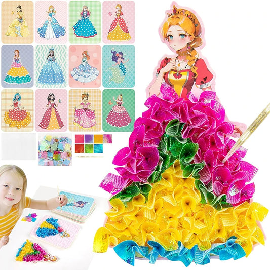 Creative Princess Puzzle Puncture Painting Board Pens Fabric Craft Peaceful Pleasures Health and Wellness