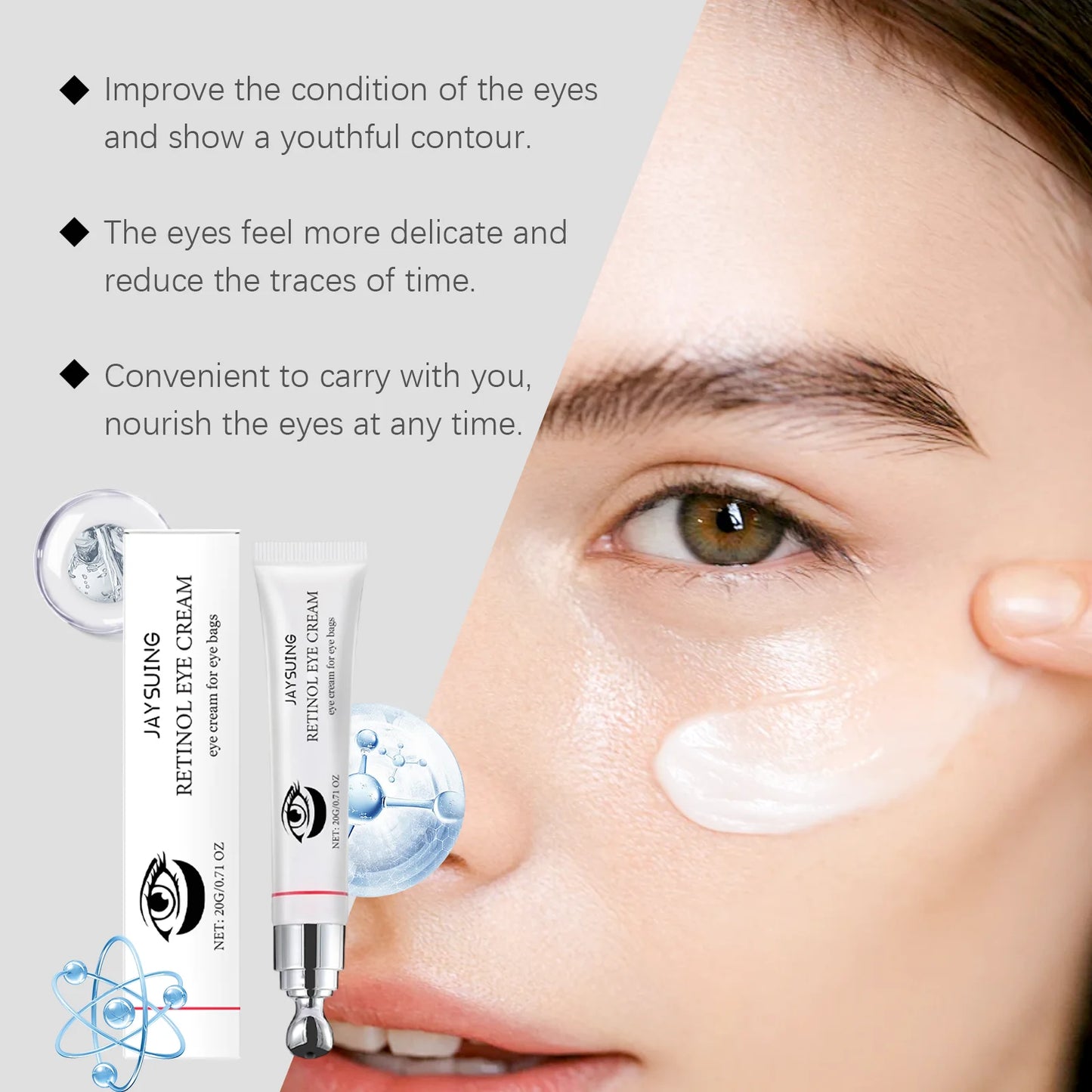 Jaysuing Retinol Roller Eye Cream | Depuff, Brighten & Firm