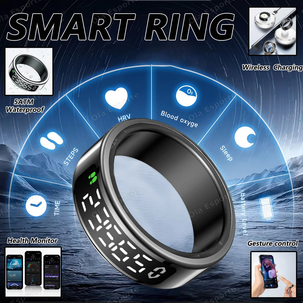 Ola Esporte R12 Smart Ring – LED, Heart Rate, SpO2, 5ATM