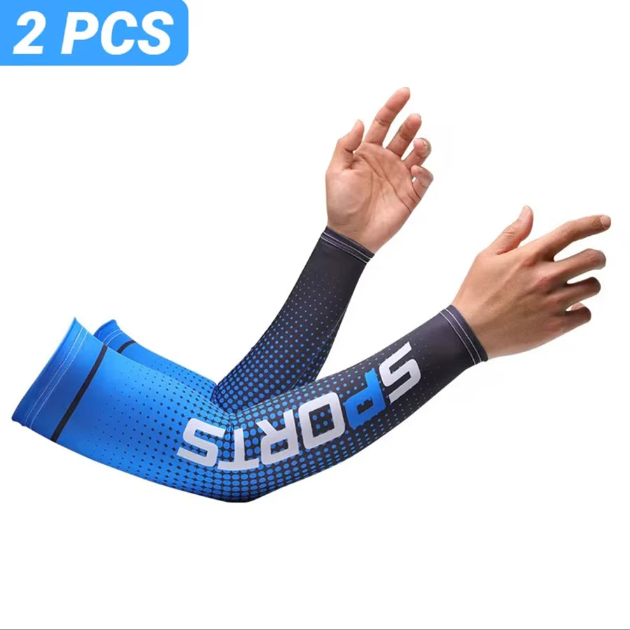 Summer Fashio Sunscreen Ice Silk Sleeve UV Sun Protection Cooling Anti-Slip Arm Sleeves Men Women Outdoor Sport Cycling Peaceful Pleasures Health and Wellness