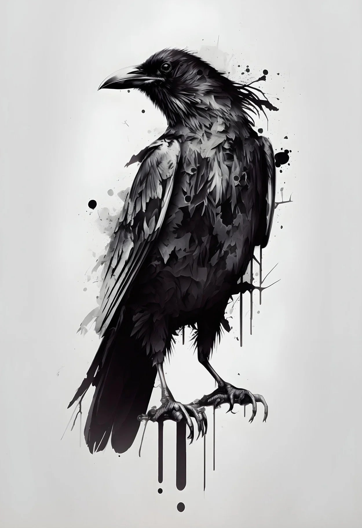 Black & White Mountain Crow Canvas Wall Art | Minimalist Print Canvas Wall Art Peaceful Pleasures Health and Wellness 5 50x70cm Unframed