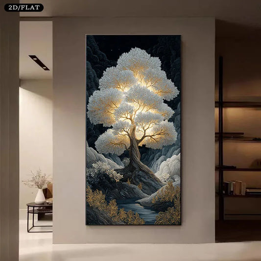 1pc Glowing Tree in Mystical Forest Canvas Frameless Hanging Poster Suitable for Living Room, Bedroom, Home Office Modern Decor Peaceful Pleasures Health and Wellness 100x200cm No Frame ZLH10428