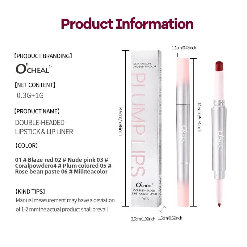 OCHEAL 2-in-1 Matte Lip Liner & Lipstick Pen – Long-Lasting